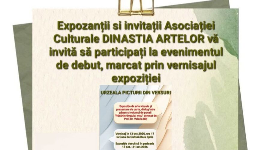 eveniment de debut dinastia artelor invitatie la vernisaj expozitie si lansare de carte la baia sprie 6abe3352cca66